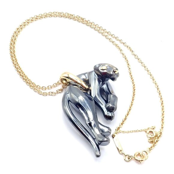 Authentic Panthere de Cartier Panther 18k Yellow Gold & Silverium Necklace Paper - Picture 5 of 15